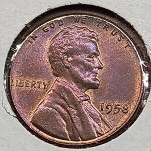 1958 Lincoln Wheat Penny... Error... AU... Mint Shape... In Protective Holder